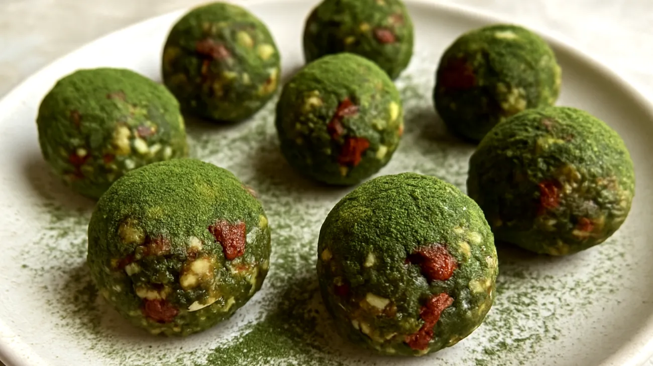 Walnuss-Goji-Energiekugeln mit Spirulina"
